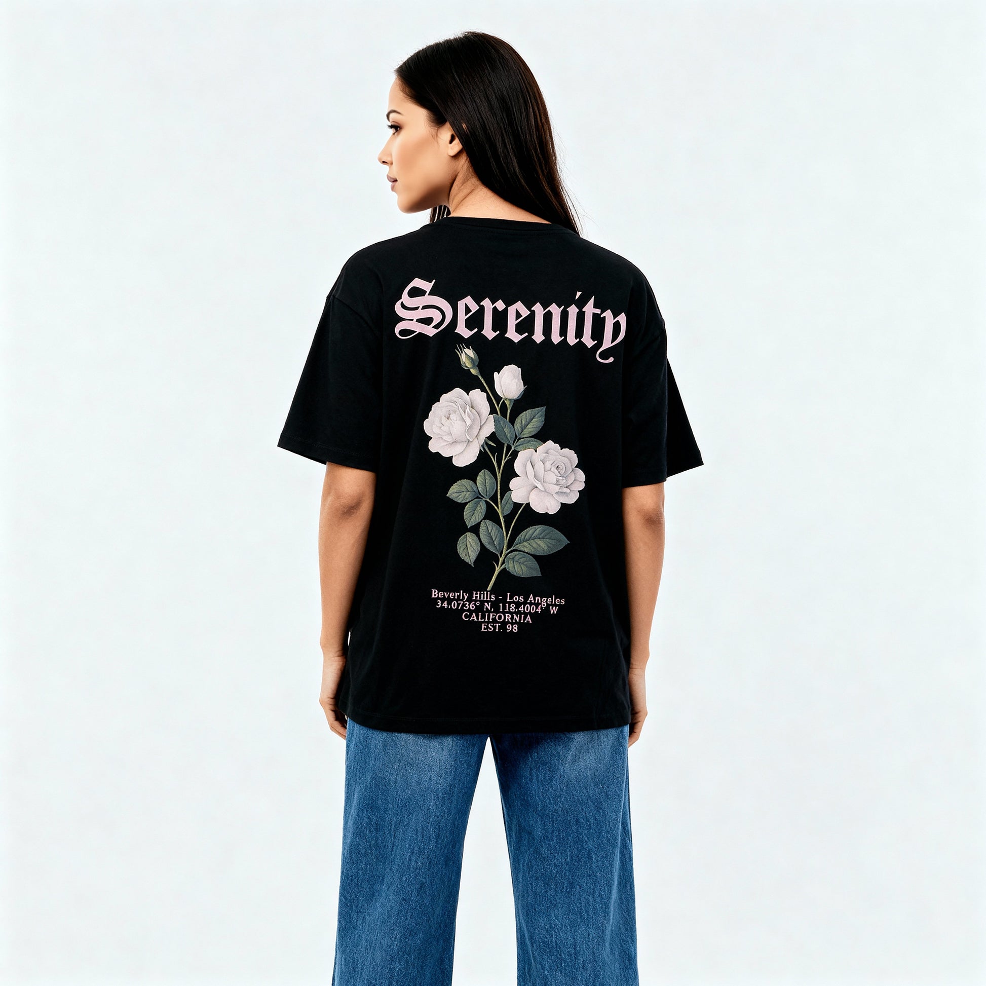 Cotton Graphic Longline Oversize T-Shirt