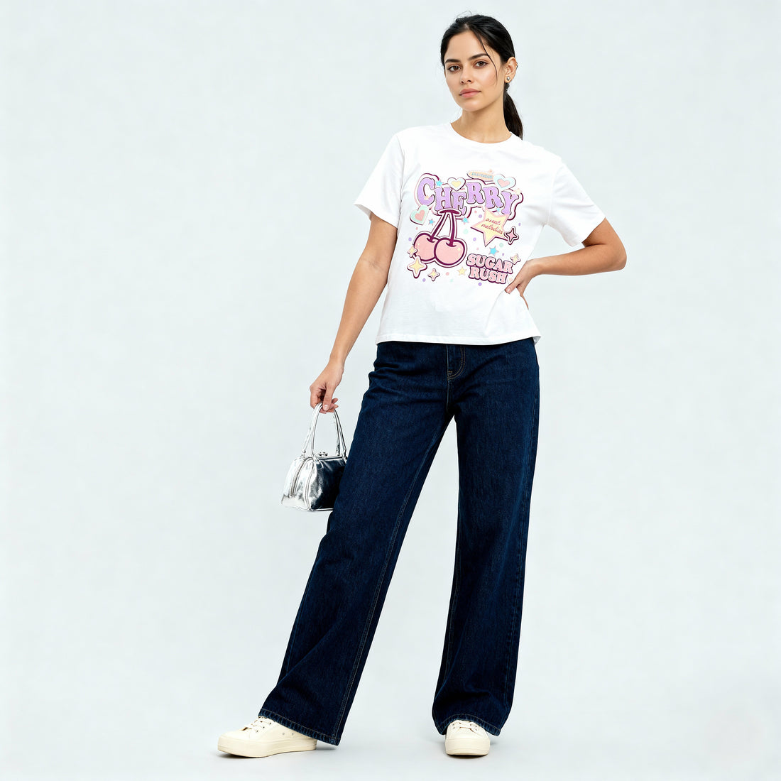 Cotton Knitted Graphic Oversize T-Shirt