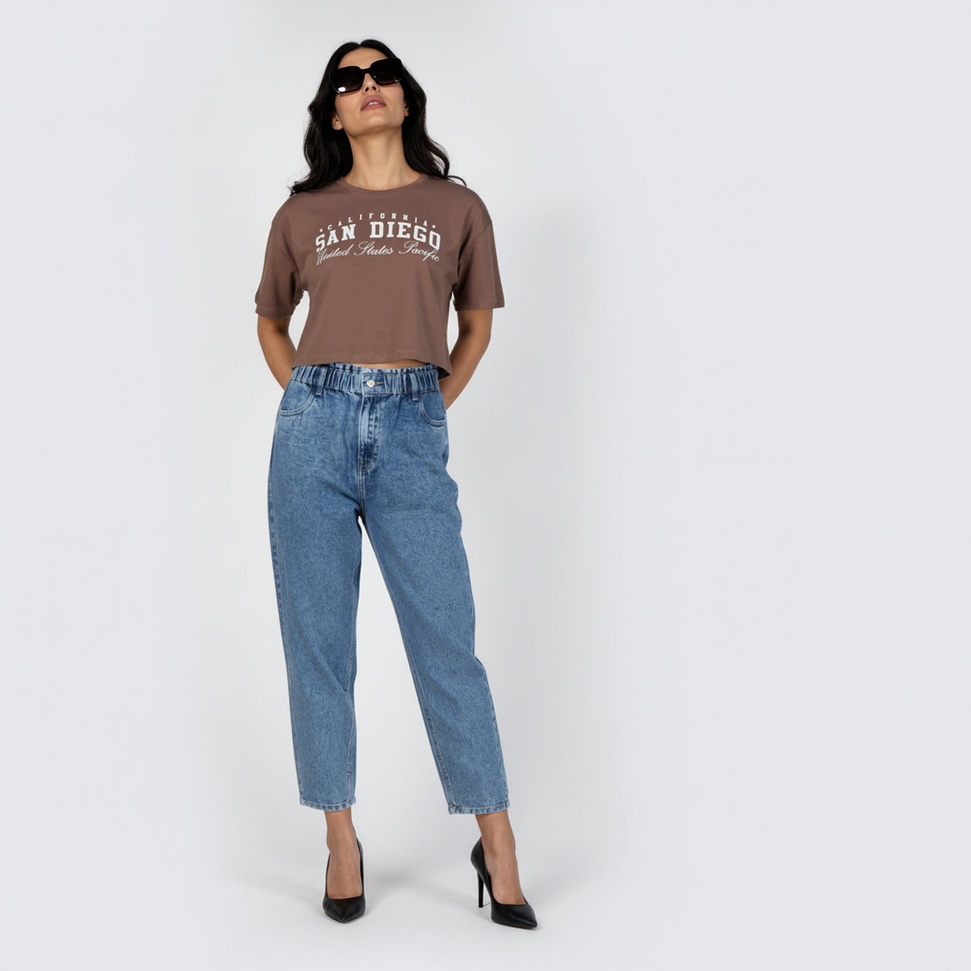 Cotton Graphic Crop Boxy T-Shirt