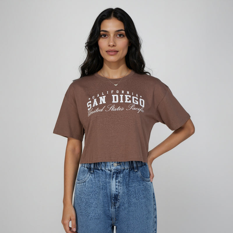 Cotton Graphic Crop Boxy T-Shirt