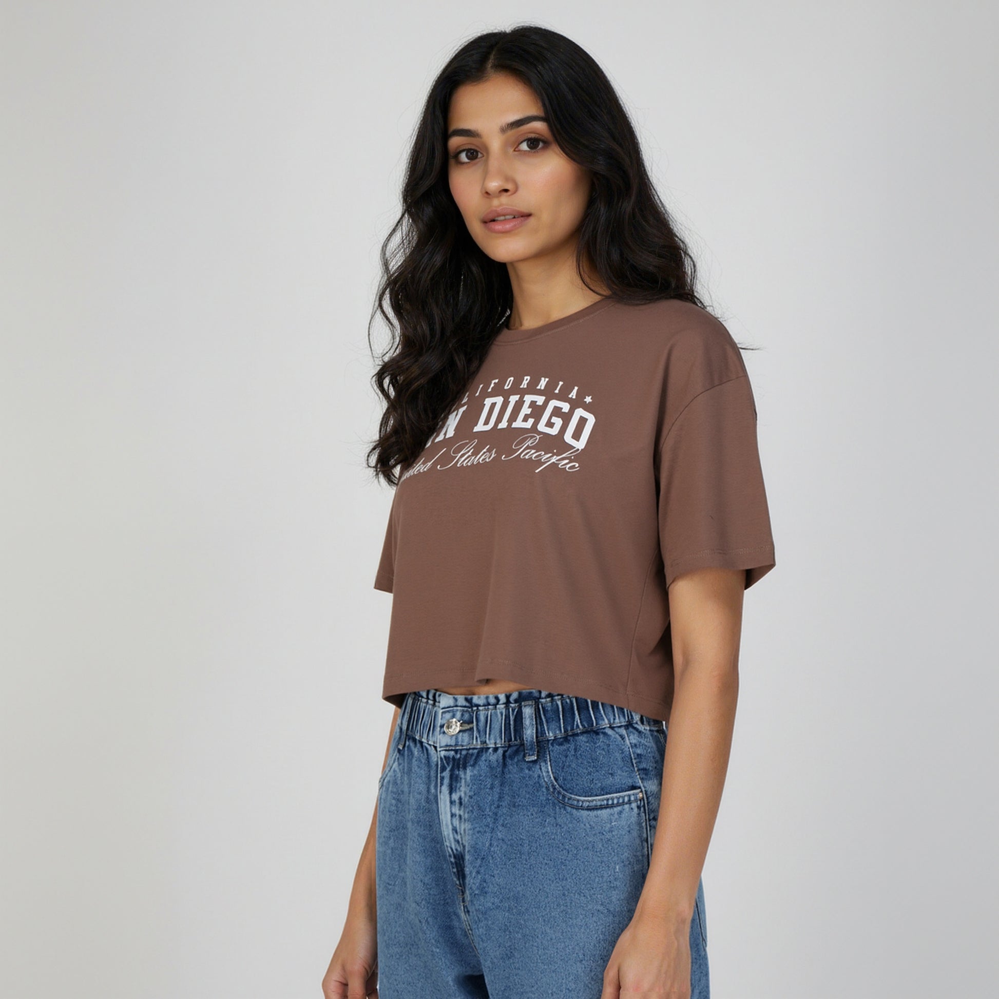 Cotton Graphic Crop Boxy T-Shirt