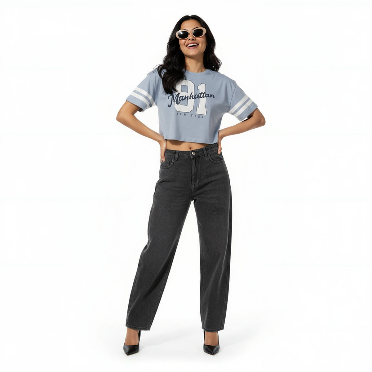 Oversize Cotton Graphic Crop T-Shirt
