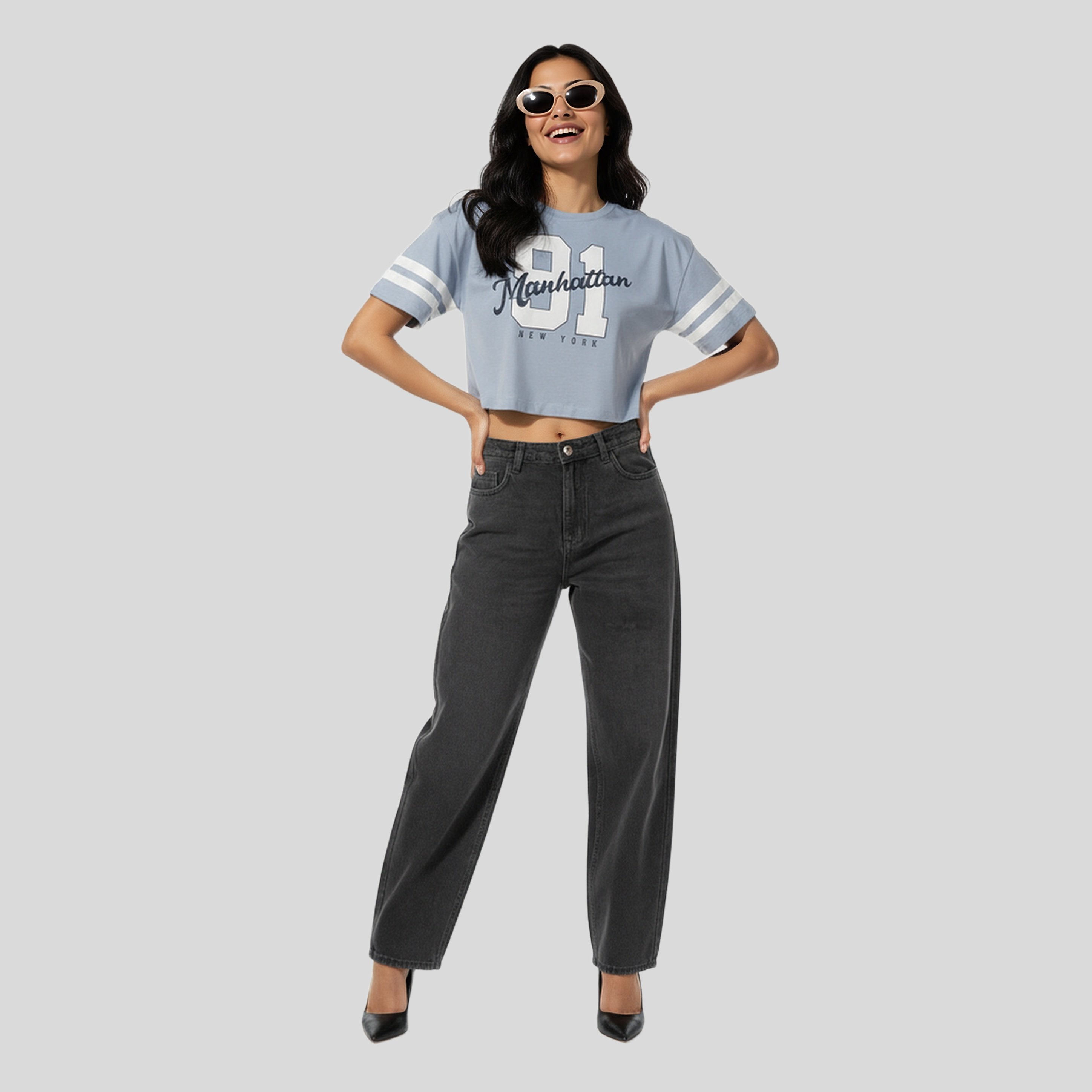 Oversize Cotton Graphic Crop T-Shirt