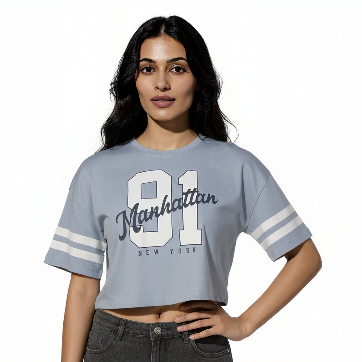 Oversize Cotton Graphic Crop T-Shirt