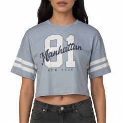 Oversize Cotton Graphic Crop T-Shirt