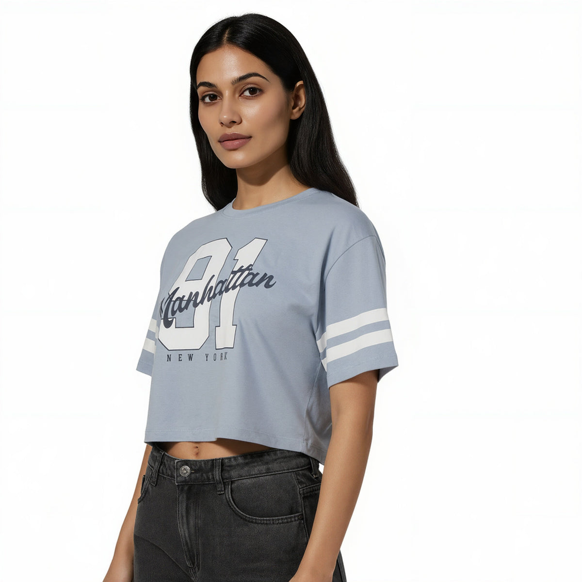 Oversize Cotton Graphic Crop T-Shirt