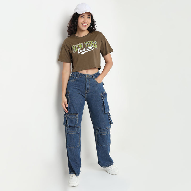 Buy Women Boxy Fit Graphic Short Sleeve T-Shirt  - Style Union
