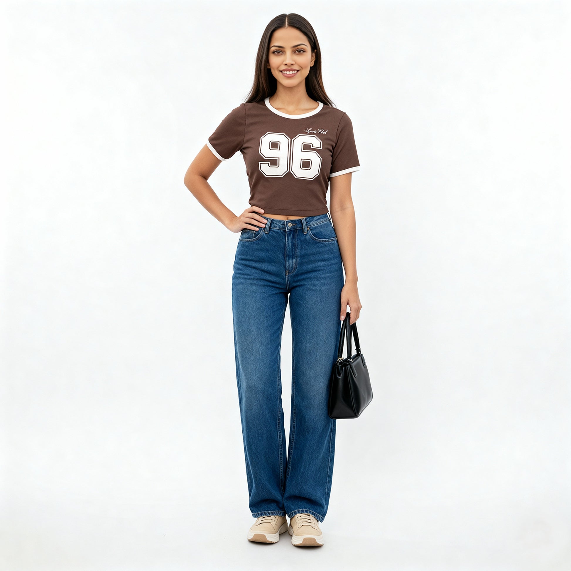 Knitted Graphic Cropped T-Shirt