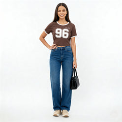 Knitted Graphic Cropped T-Shirt