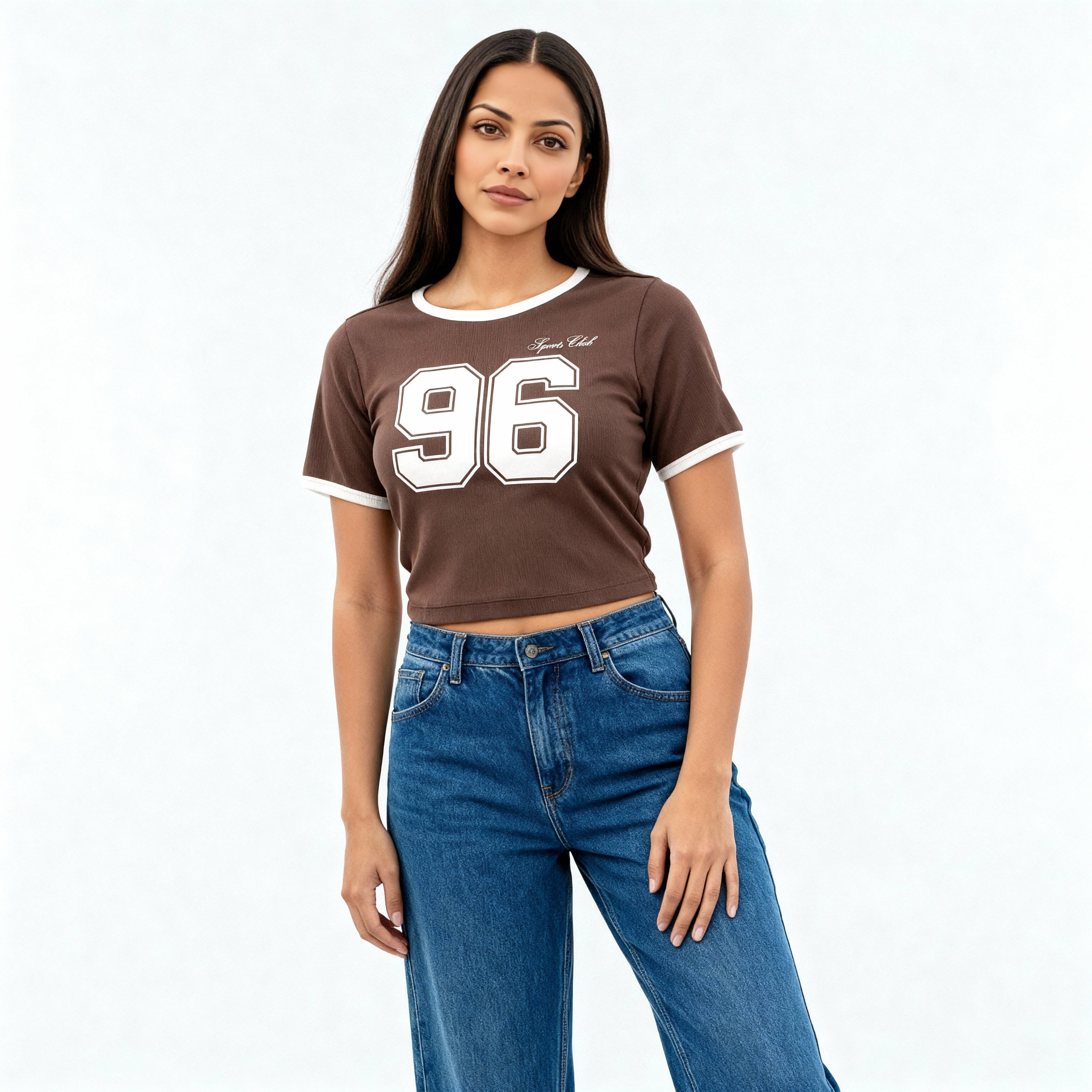 Knitted Graphic Cropped T-Shirt