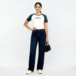 Knitted Graphic Cropped T-Shirt