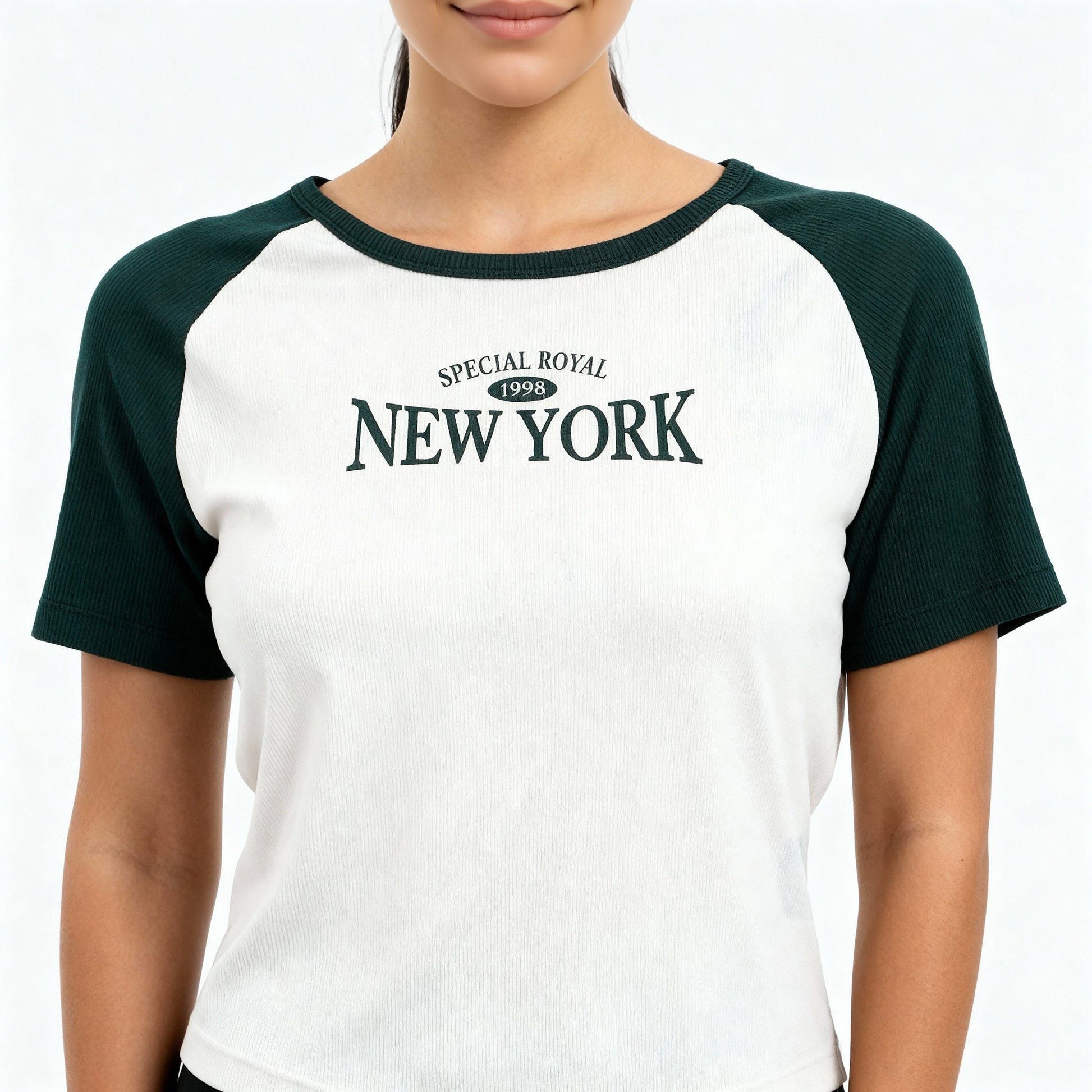 Knitted Graphic Cropped T-Shirt