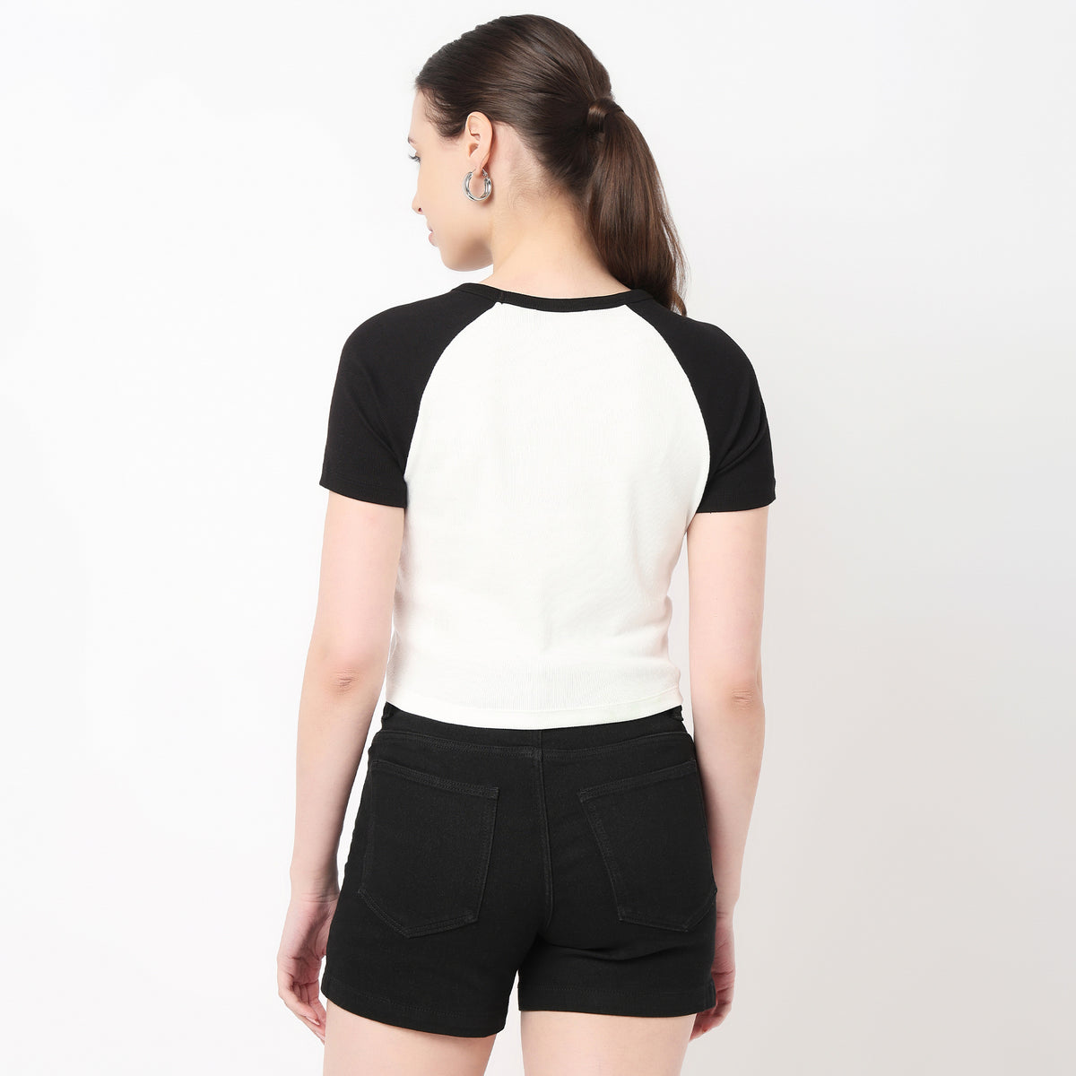 Slim Fit Cotton Graphic Crop T-Shirt