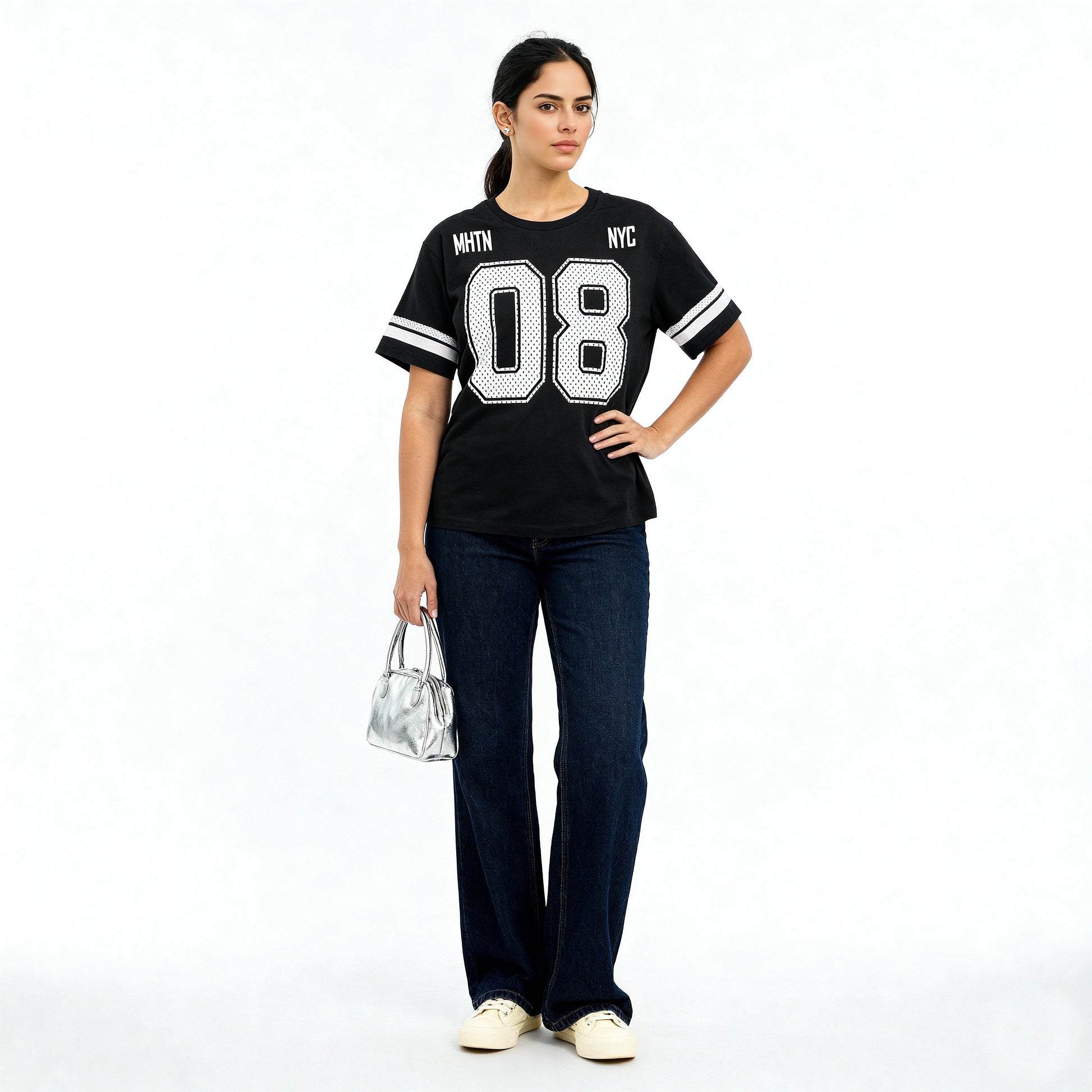Cotton Knitted Graphic Oversize T-Shirt