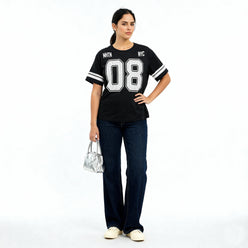 Cotton Knitted Graphic Oversize T-Shirt