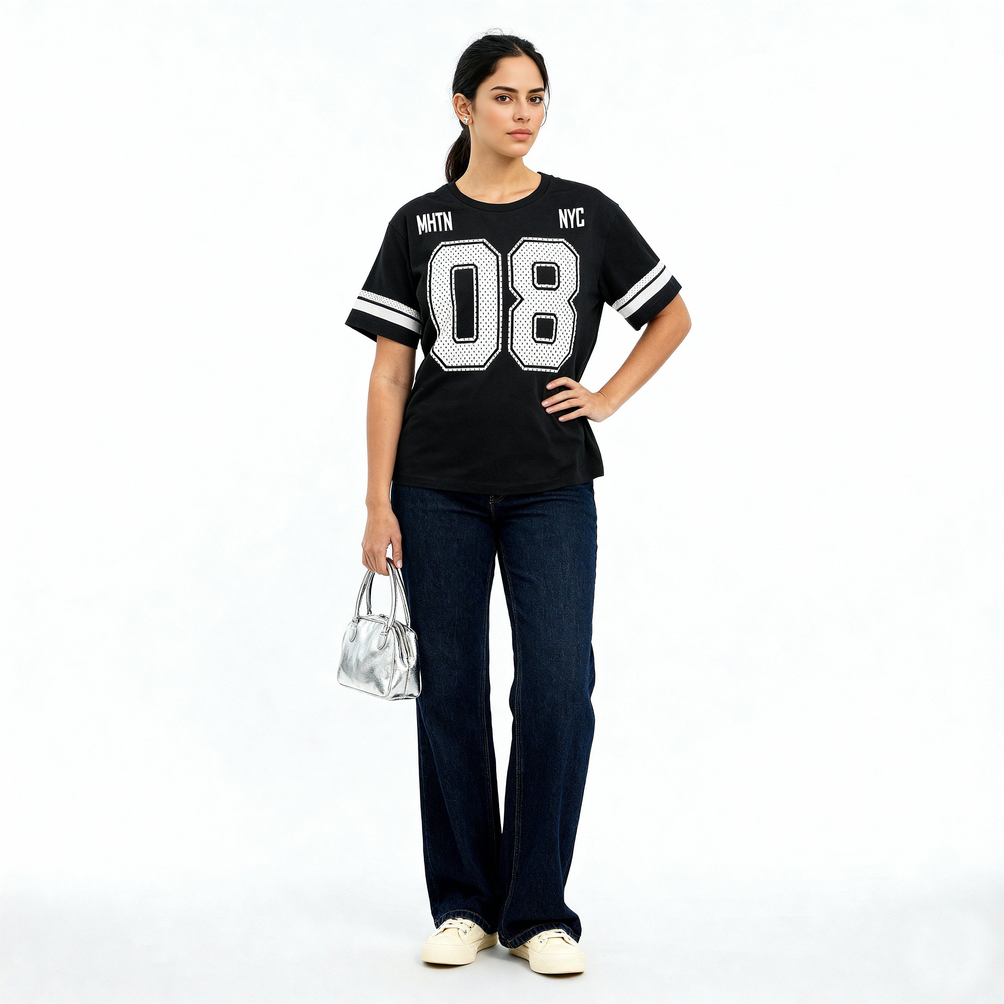 Cotton Knitted Graphic Oversize T-Shirt