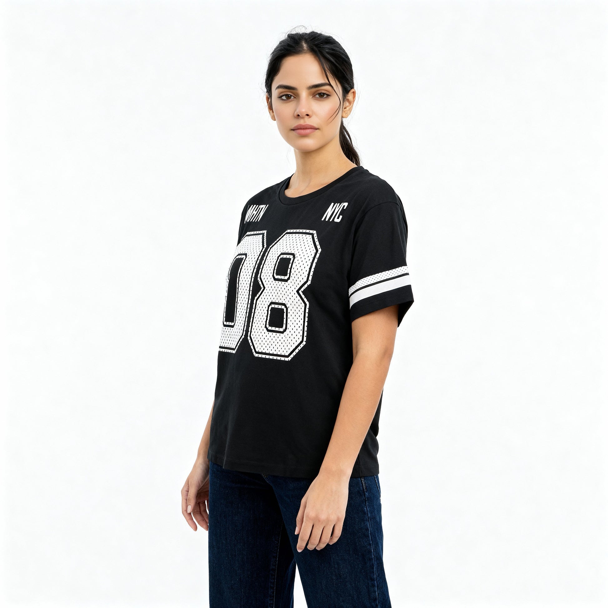 Cotton Knitted Graphic Oversize T-Shirt