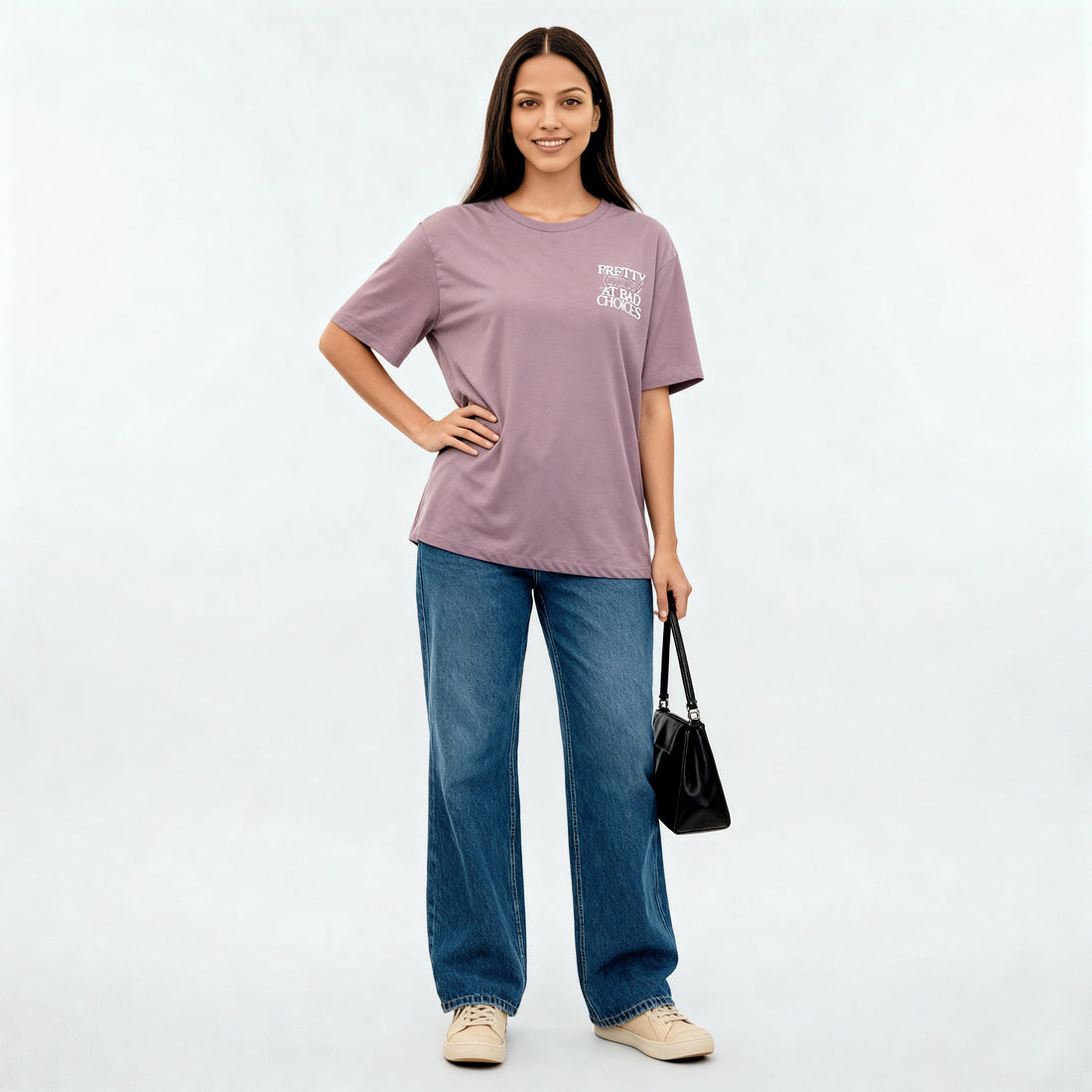 Cotton Knitted Graphic Oversize T-Shirt
