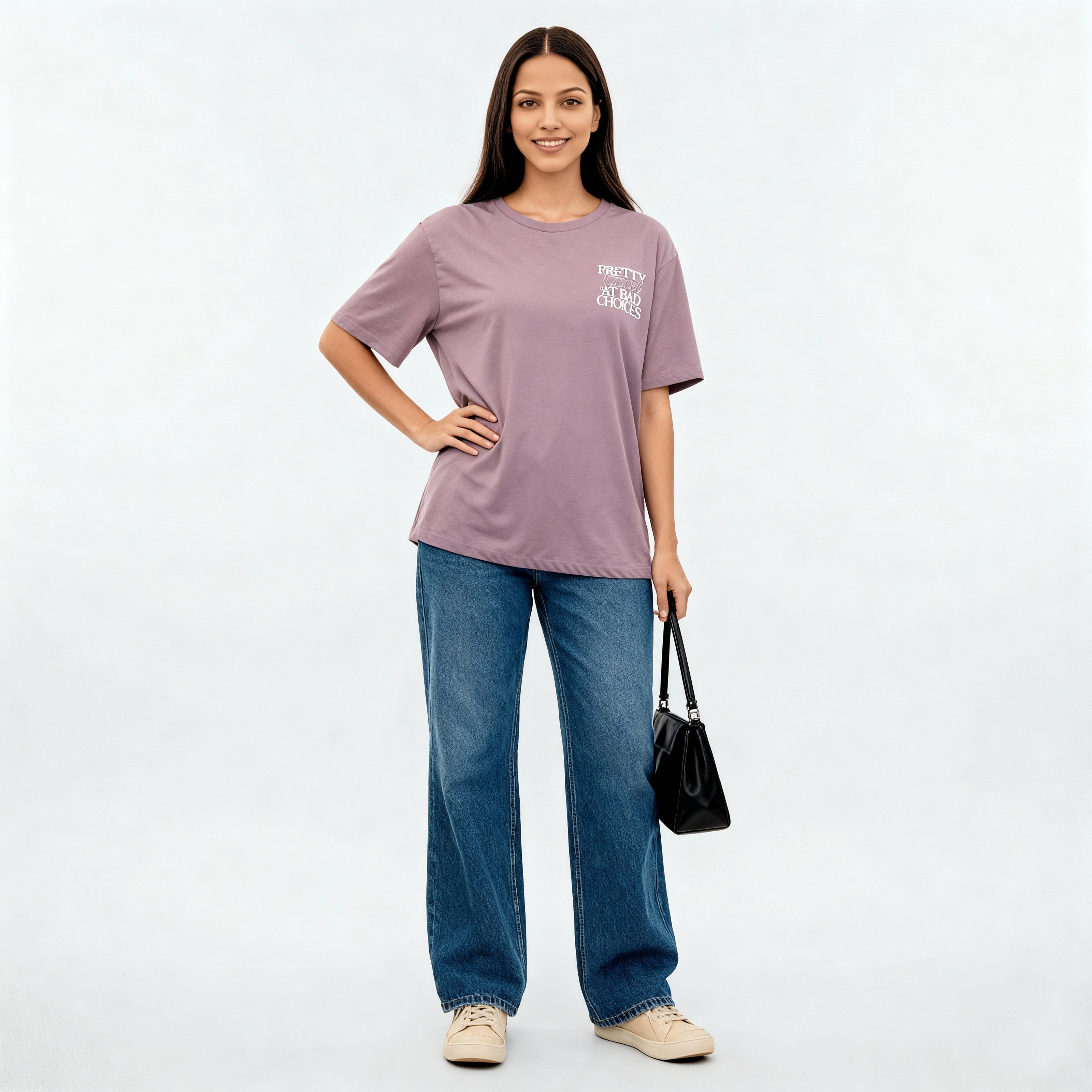 Cotton Knitted Graphic Oversize T-Shirt