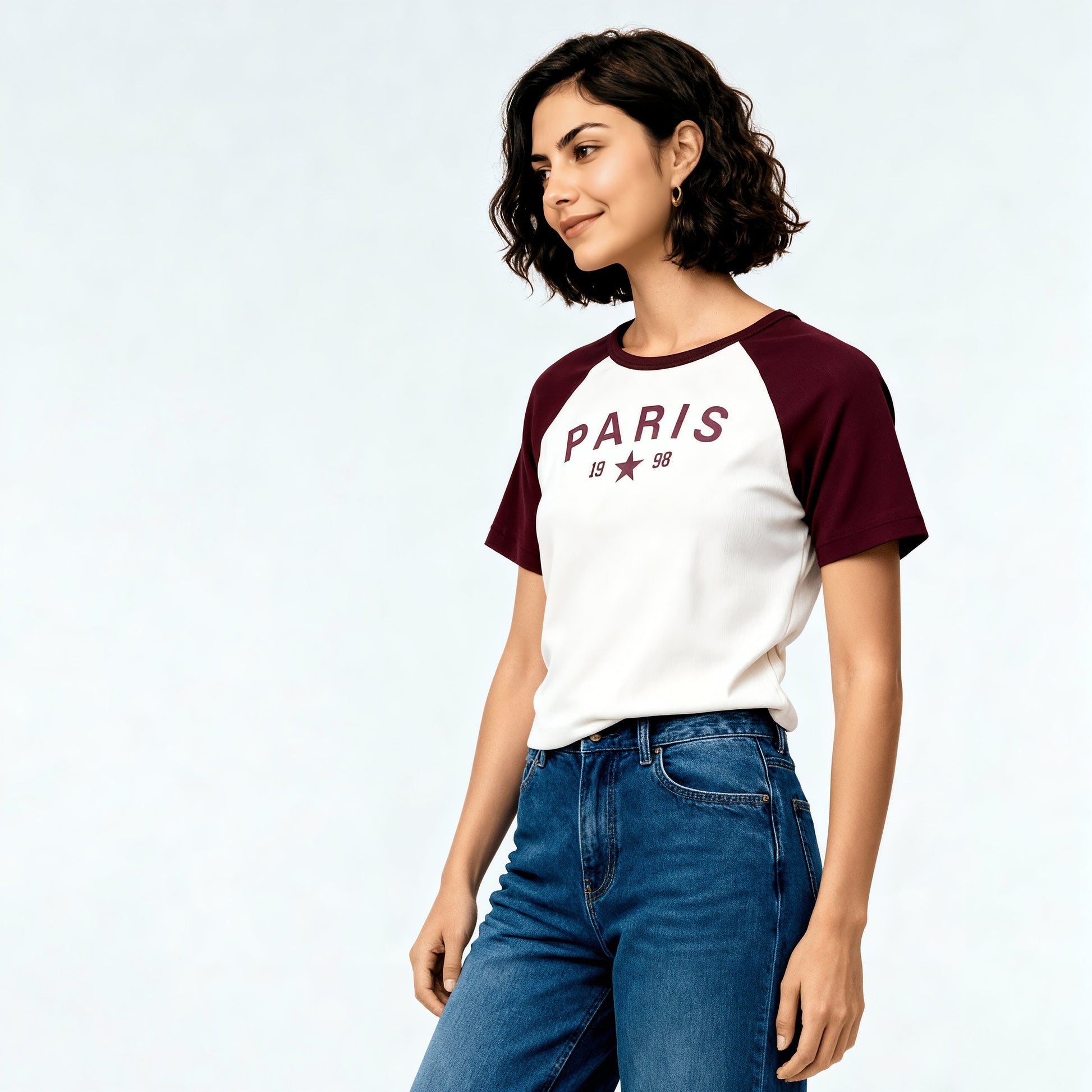 Knitted Graphic Cropped T-Shirt