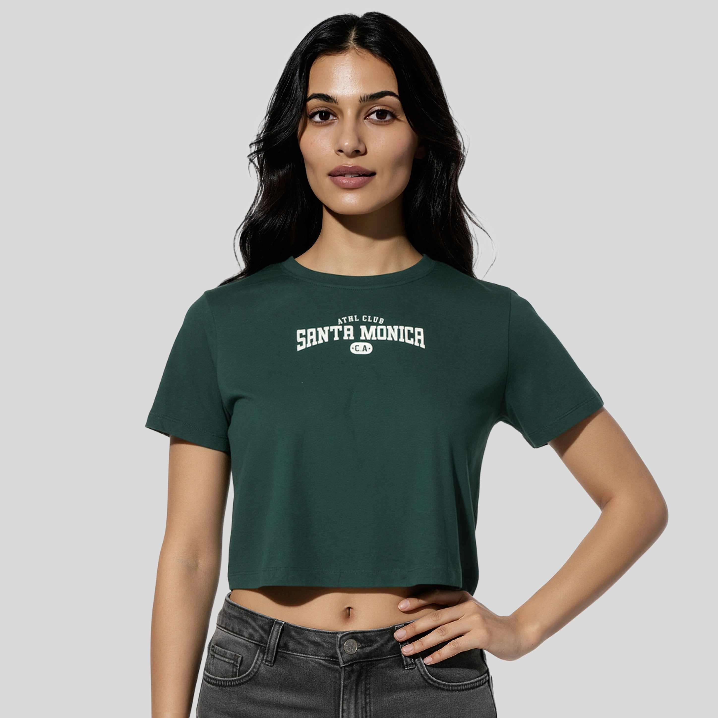 Slim Fit Cotton Graphic Crop T-Shirt