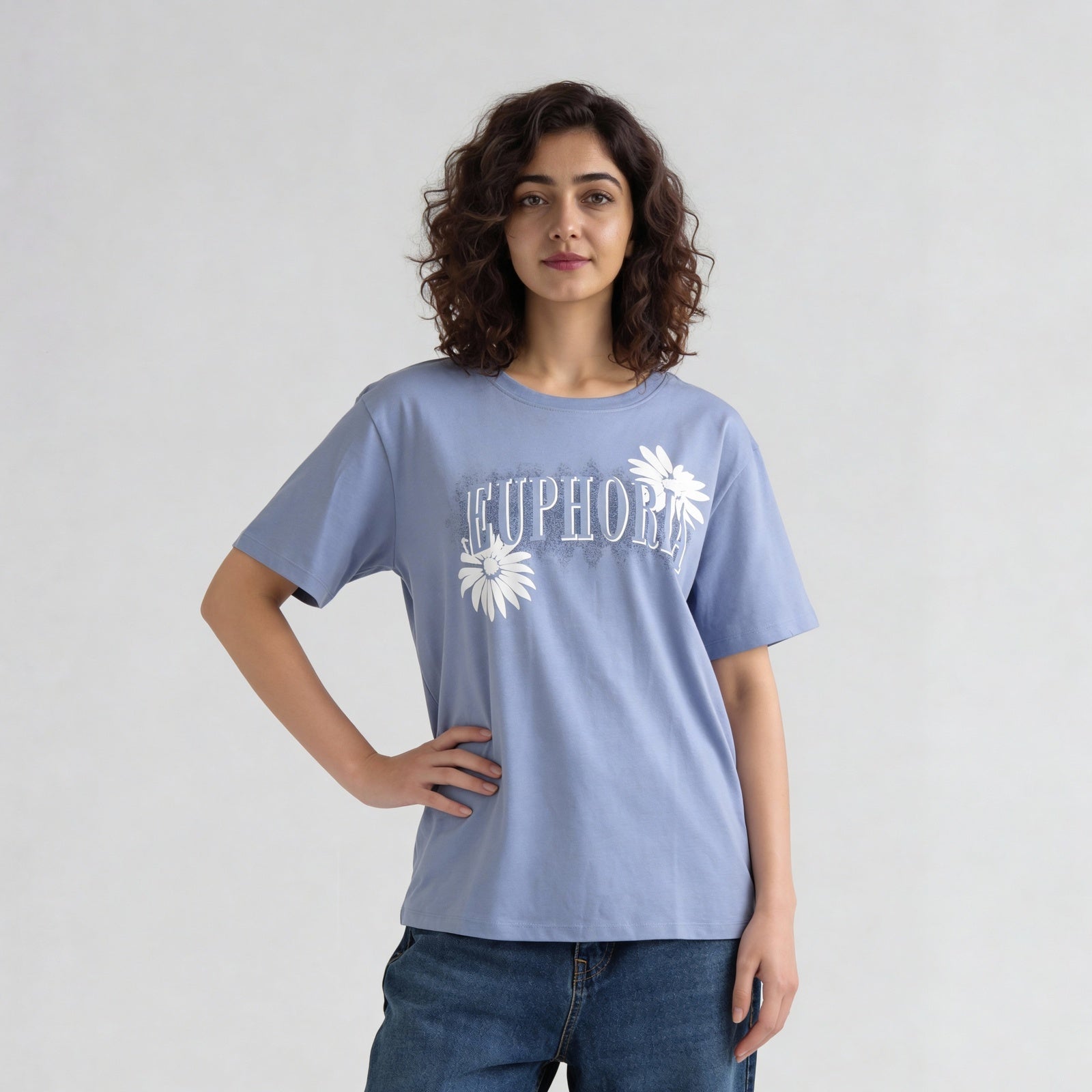 Cotton Graphic Crew Neck Oversize T-Shirt