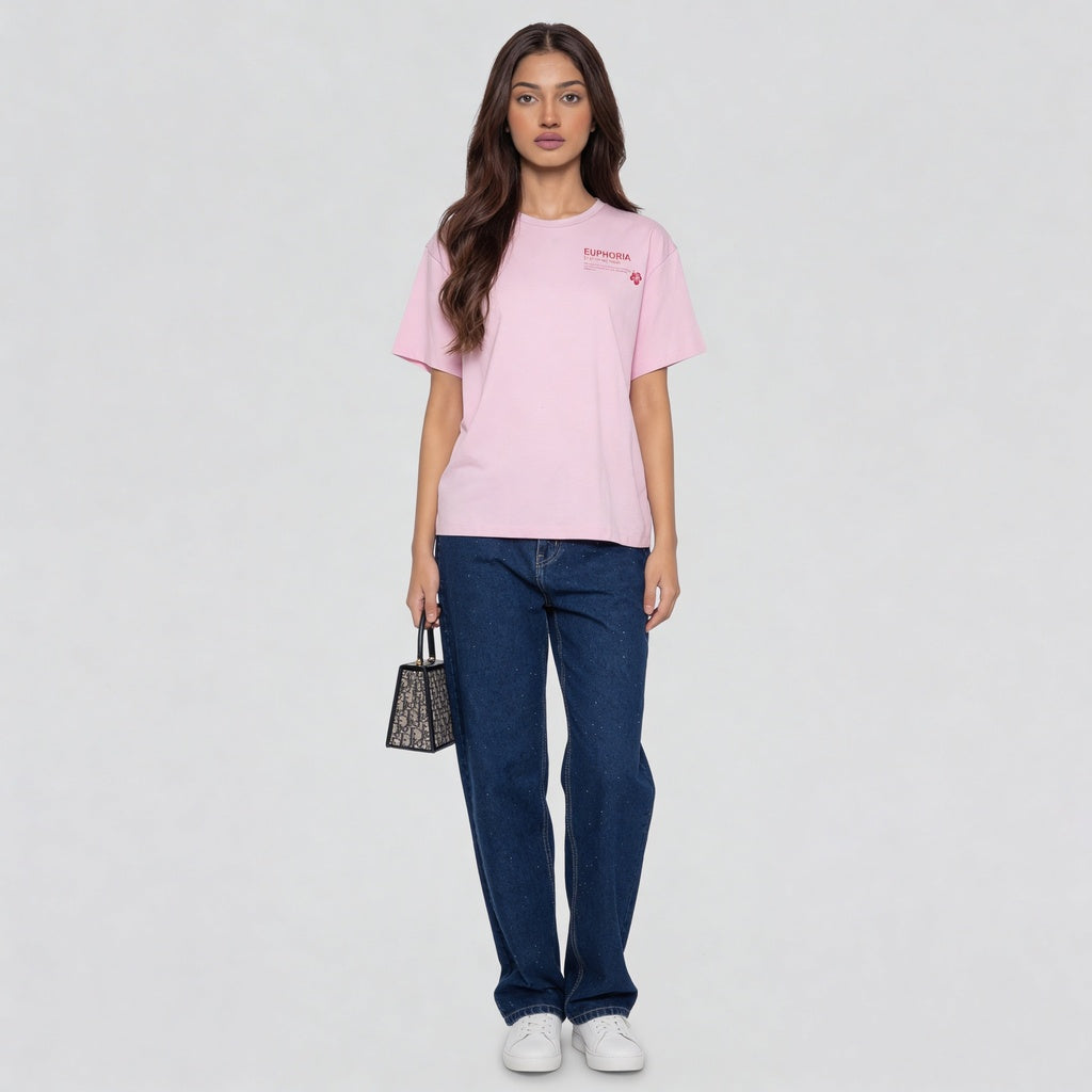 Cotton Graphic Longline Oversize T-Shirt