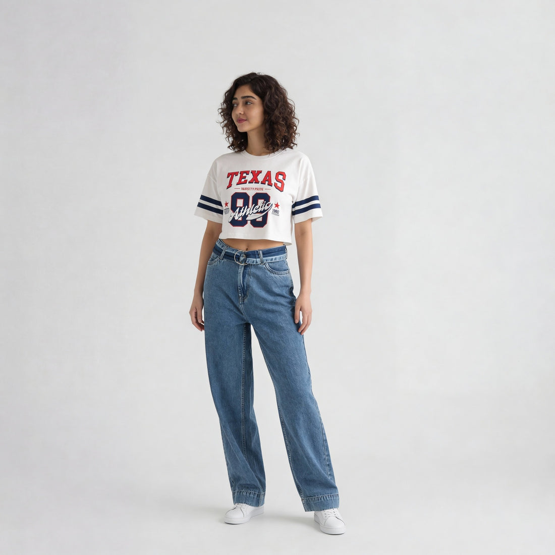 Cotton Graphic Boxy Fit Crop T-Shirt