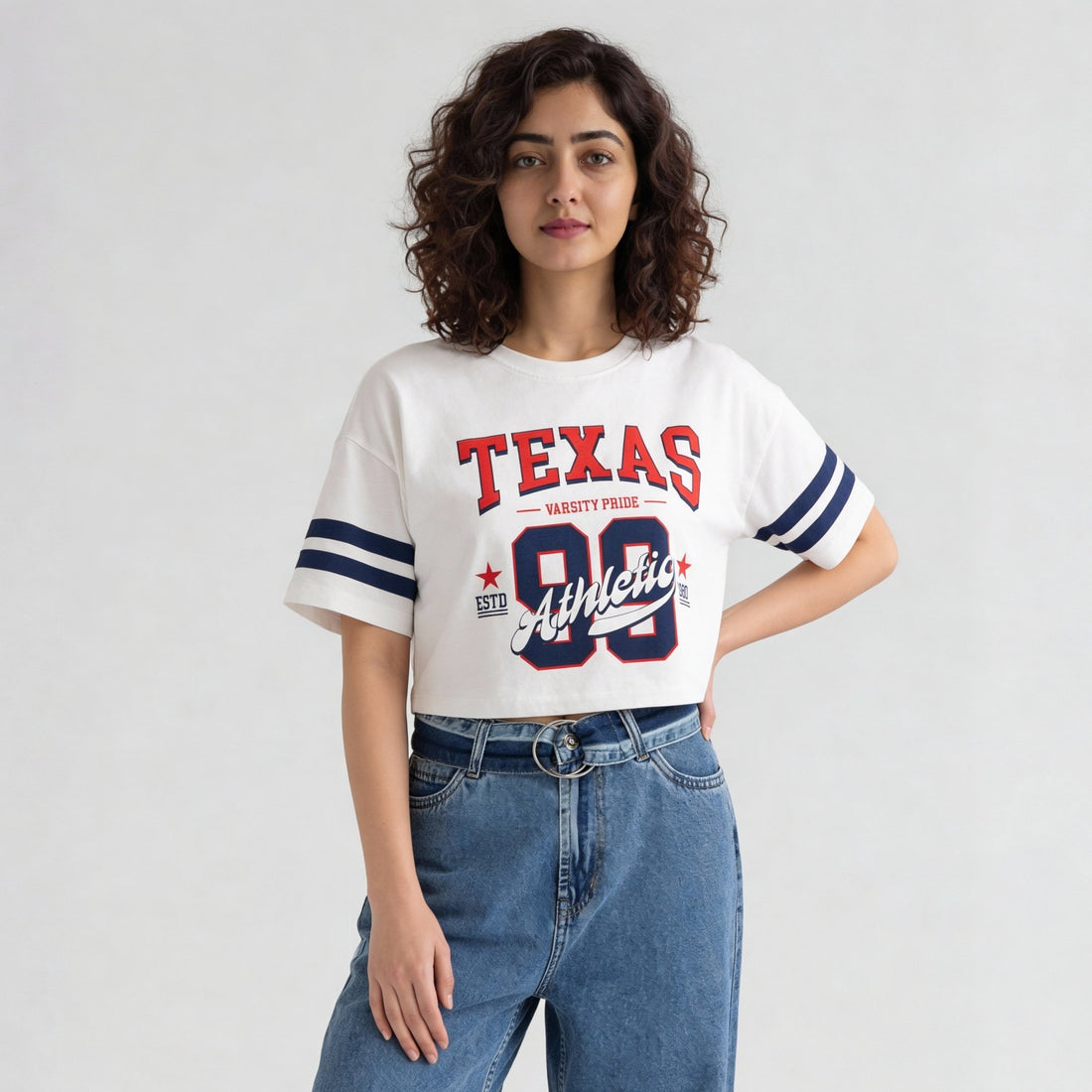 Cotton Graphic Boxy Fit Crop T-Shirt