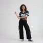 Cotton Knitted Graphic Crop T-Shirt