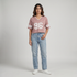 Cotton Graphic V-Neck Crop T-Shirt
