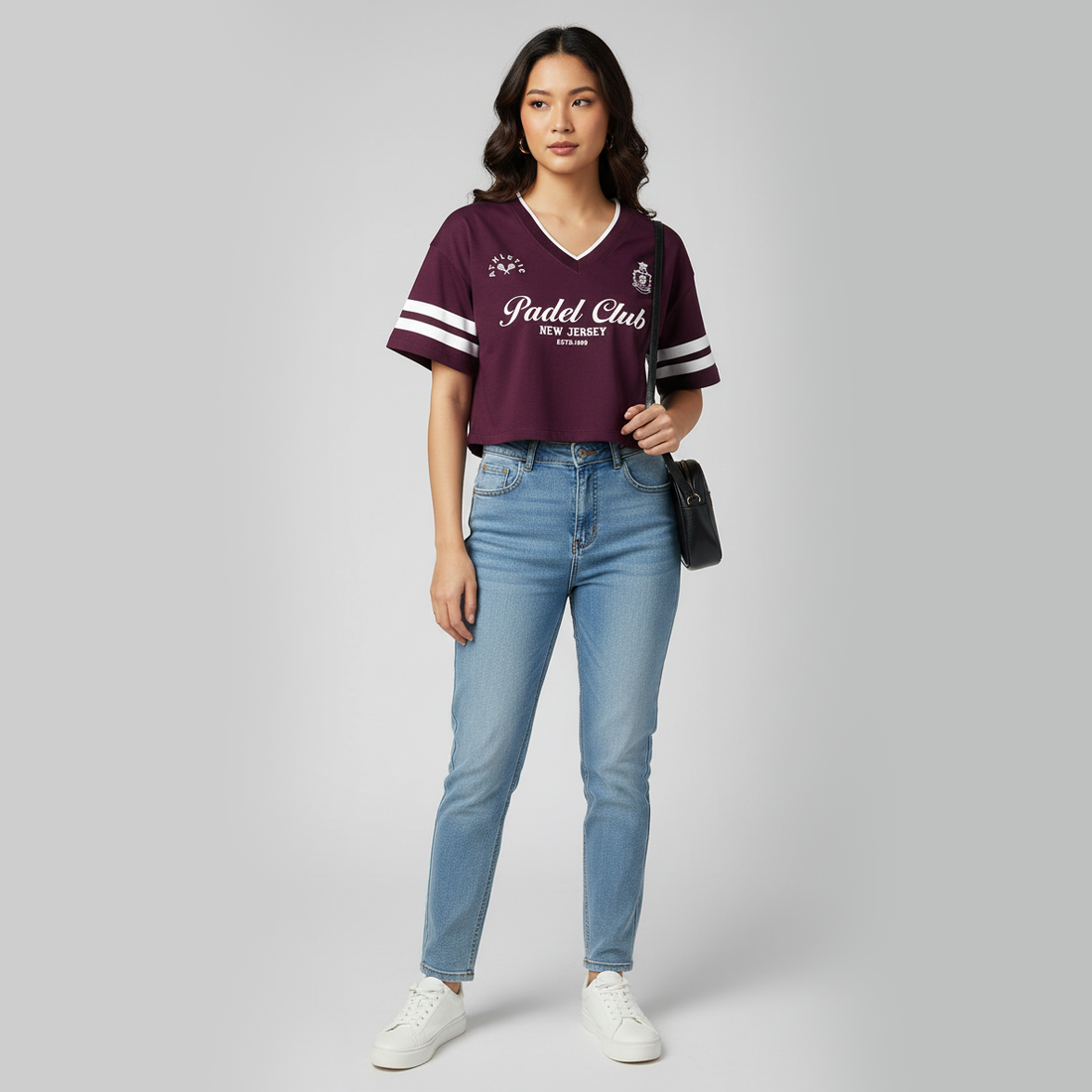 Cotton Graphic V-Neck Oversize T-Shirt