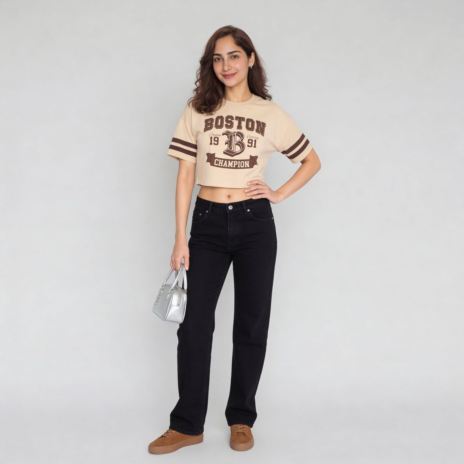 Cotton Graphic Boxy Fit Crop T-Shirt