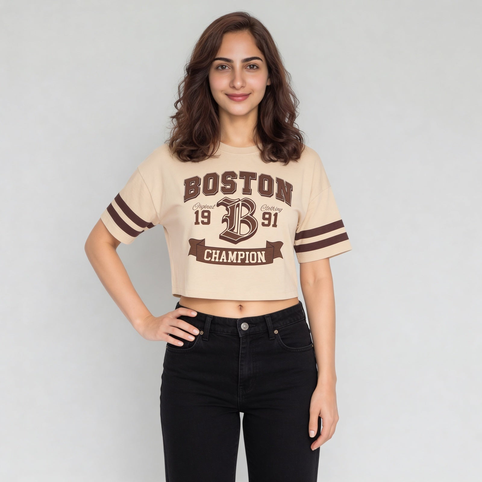 Cotton Graphic Boxy Fit Crop T-Shirt