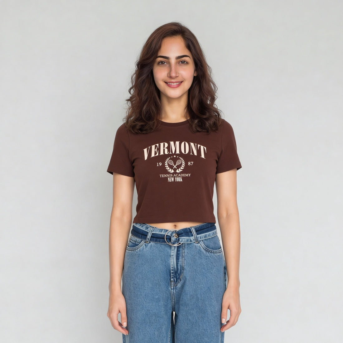 Cotton Graphic  Short Fit Crop T-Shirt
