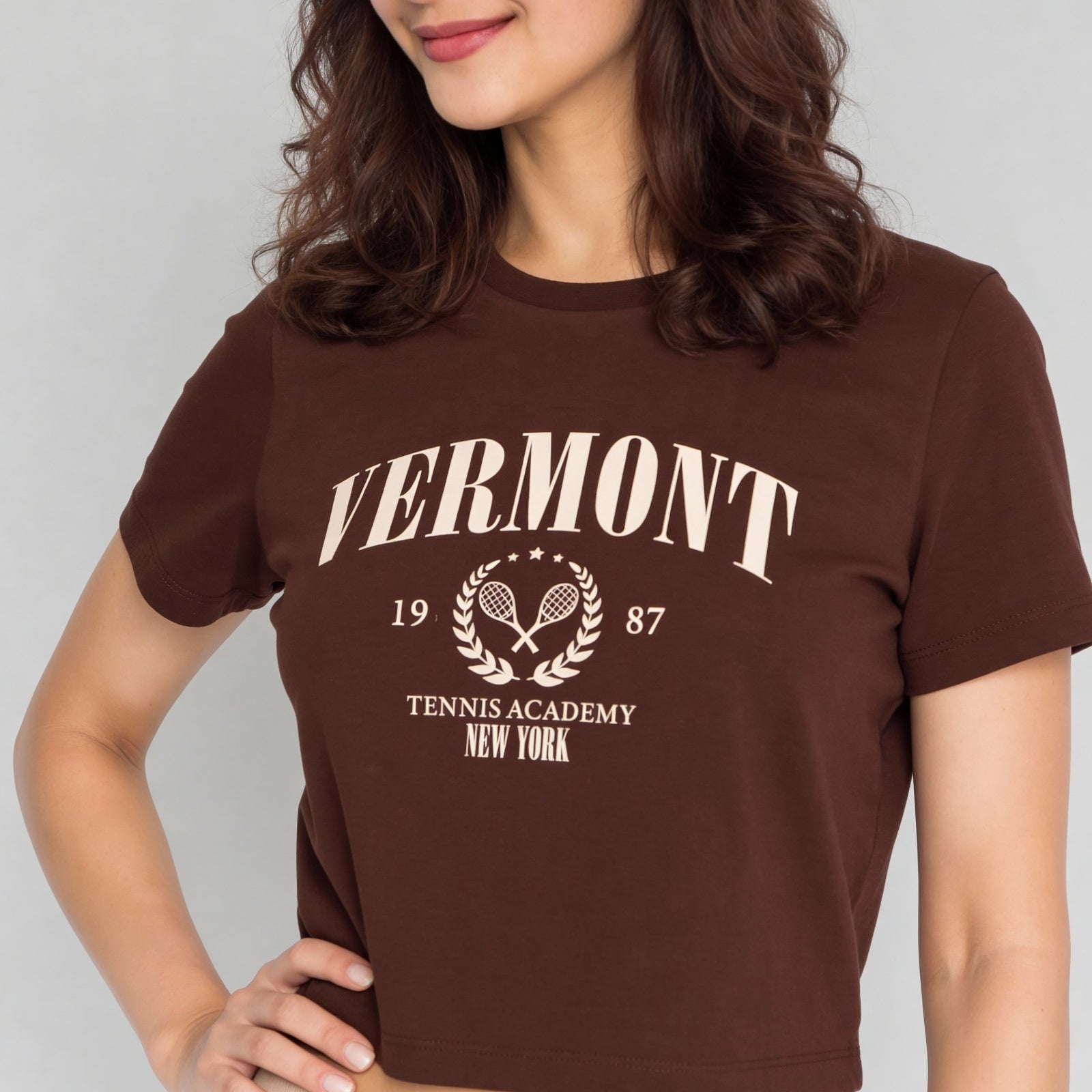 Cotton Graphic  Short Fit Crop T-Shirt