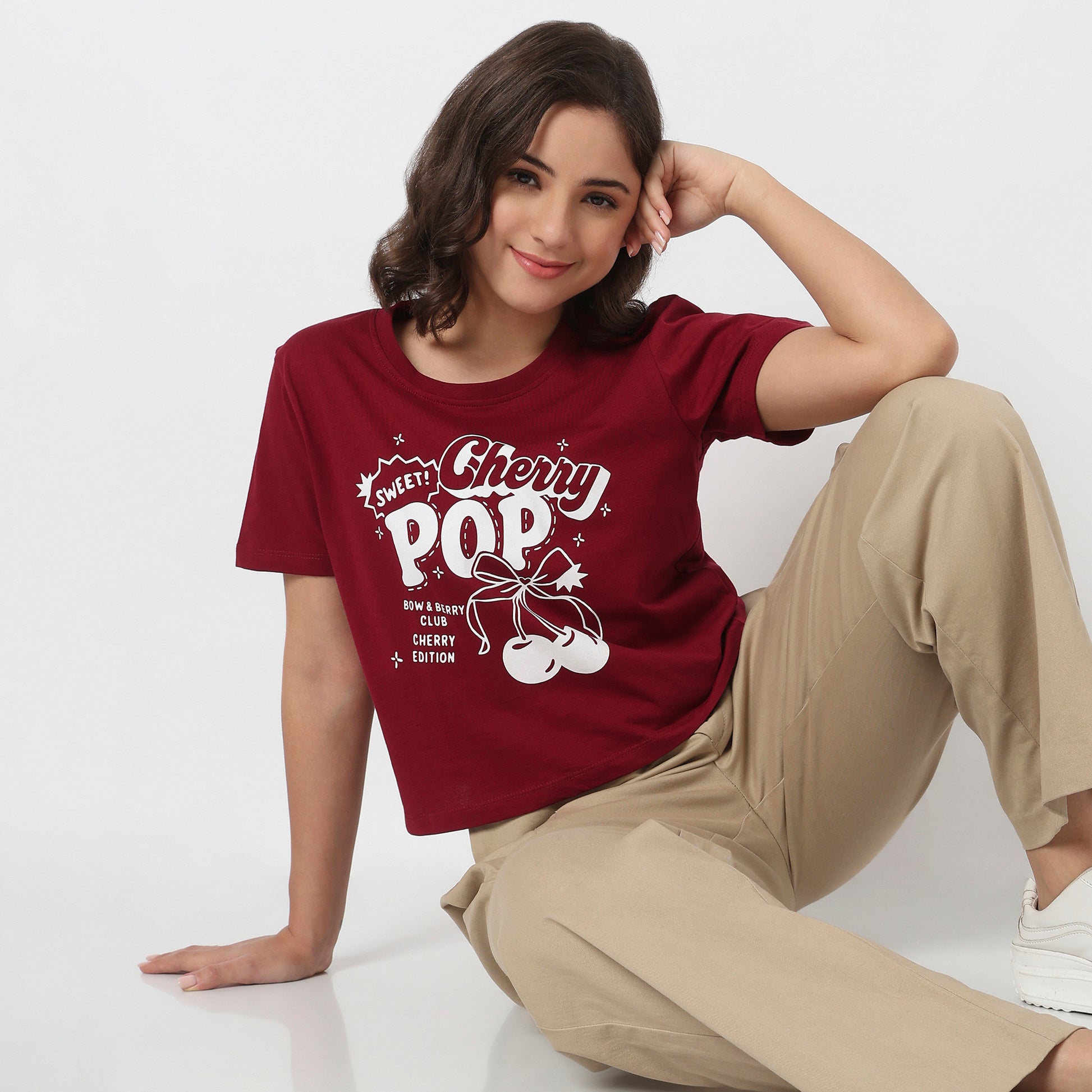 Cotton Crew Neck Graphic T-Shirt