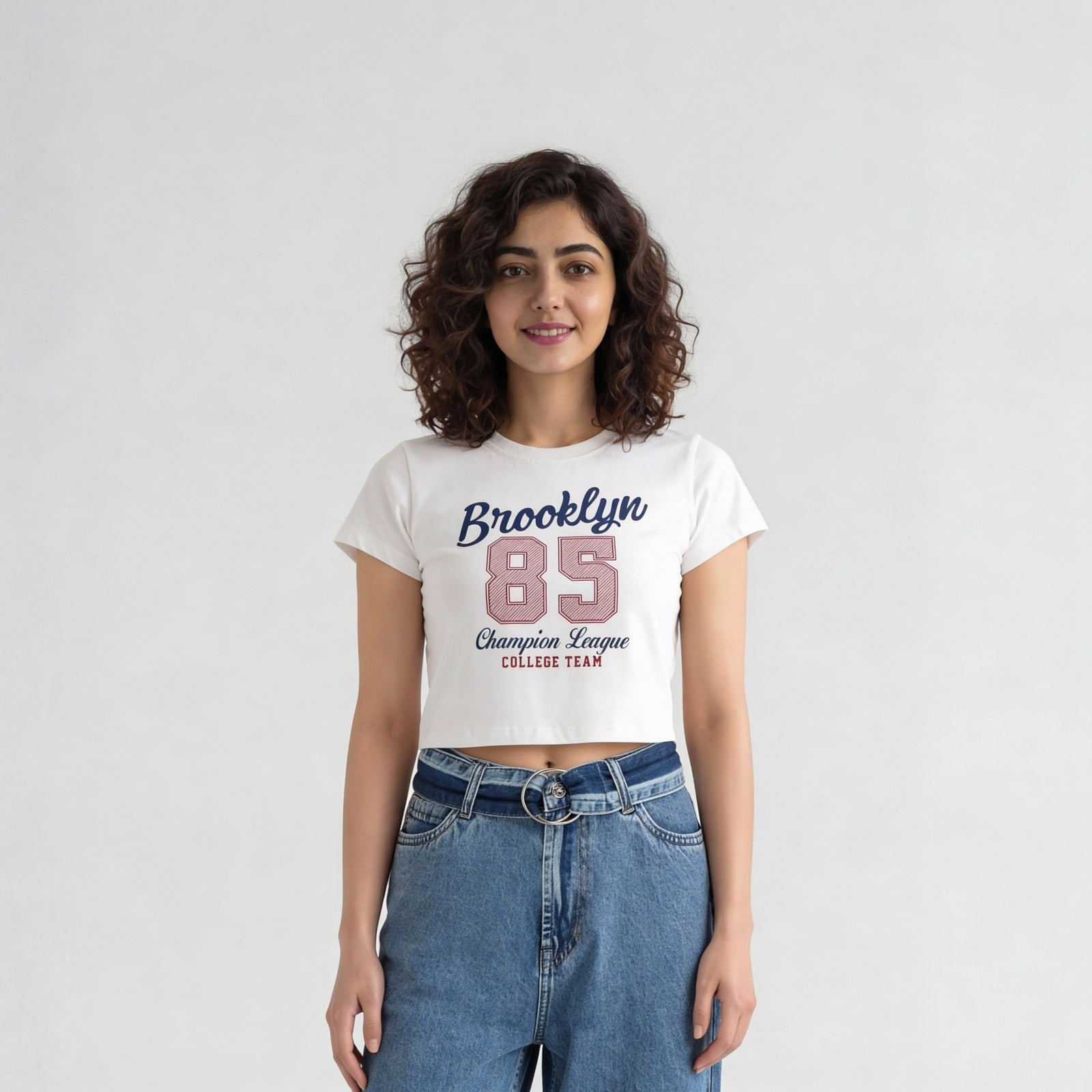 Cotton Graphic  Short Fit Crop T-Shirt