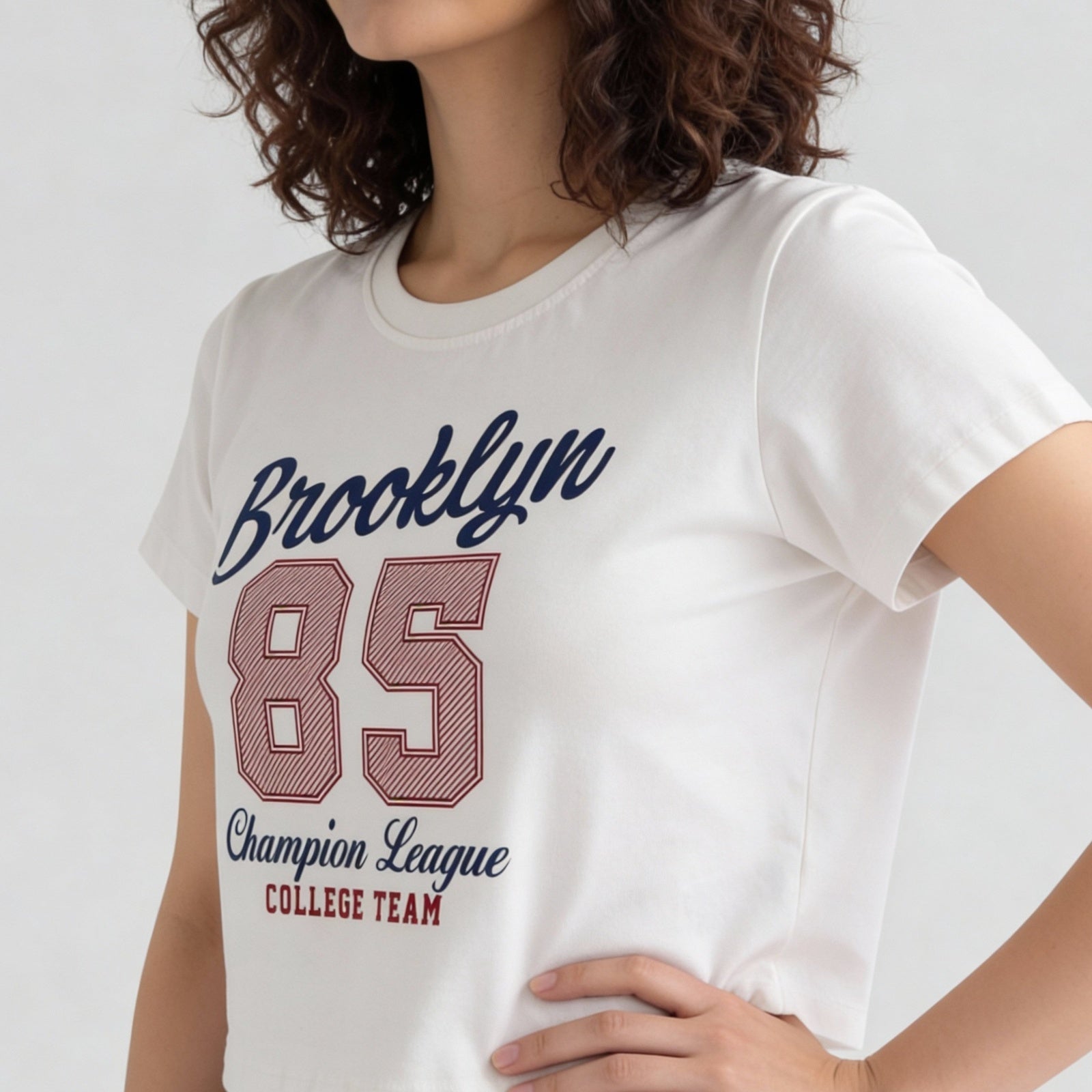 Cotton Graphic  Short Fit Crop T-Shirt