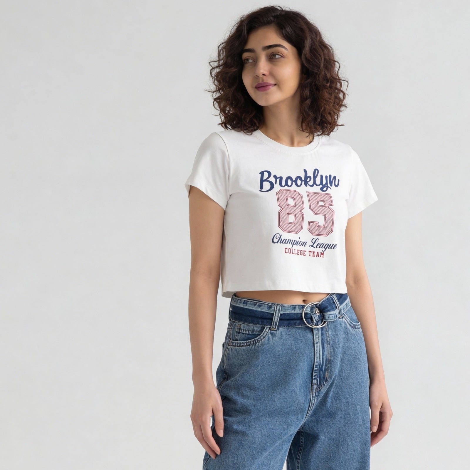 Cotton Graphic  Short Fit Crop T-Shirt