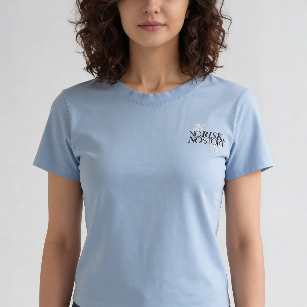 Knitted Graphic Slim Fit Crop T-Shirt