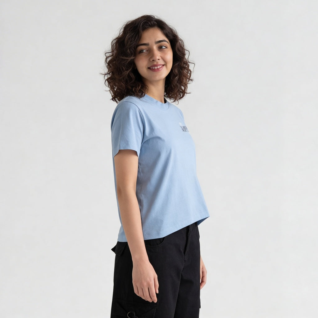Knitted Graphic Slim Fit Crop T-Shirt