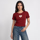 Printed Crew Neck Cropped T-Shirt