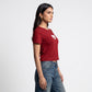 Printed Crew Neck Cropped T-Shirt