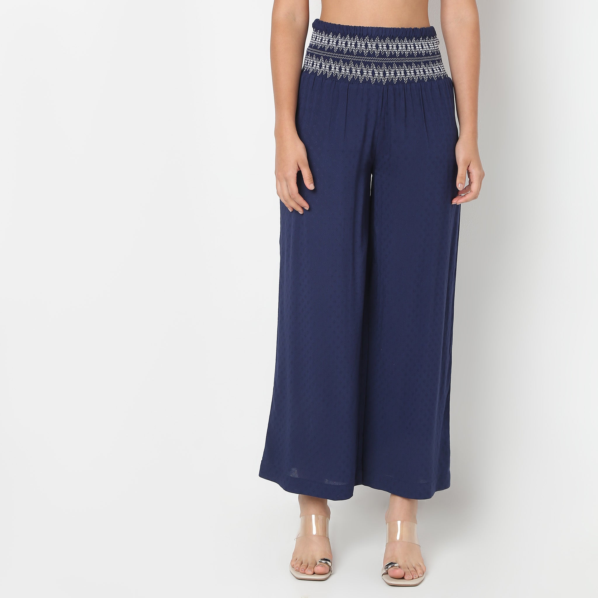 Betty Palazzo with embroidery detail