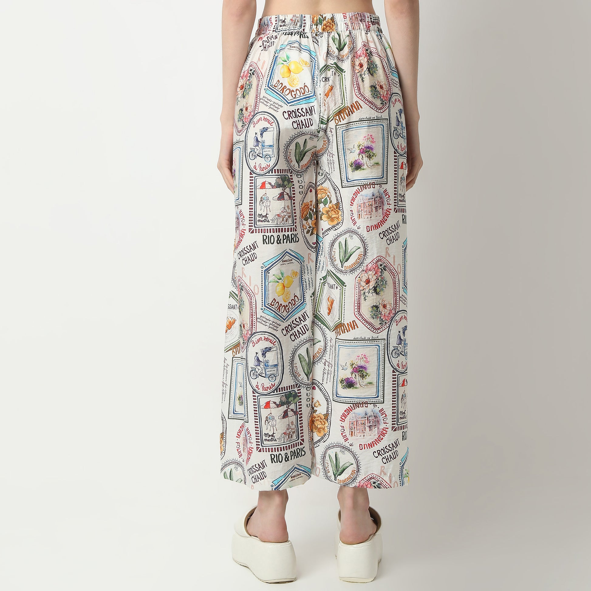 Relaxed Fit Graphic Ankle Length High Rise Palazzos