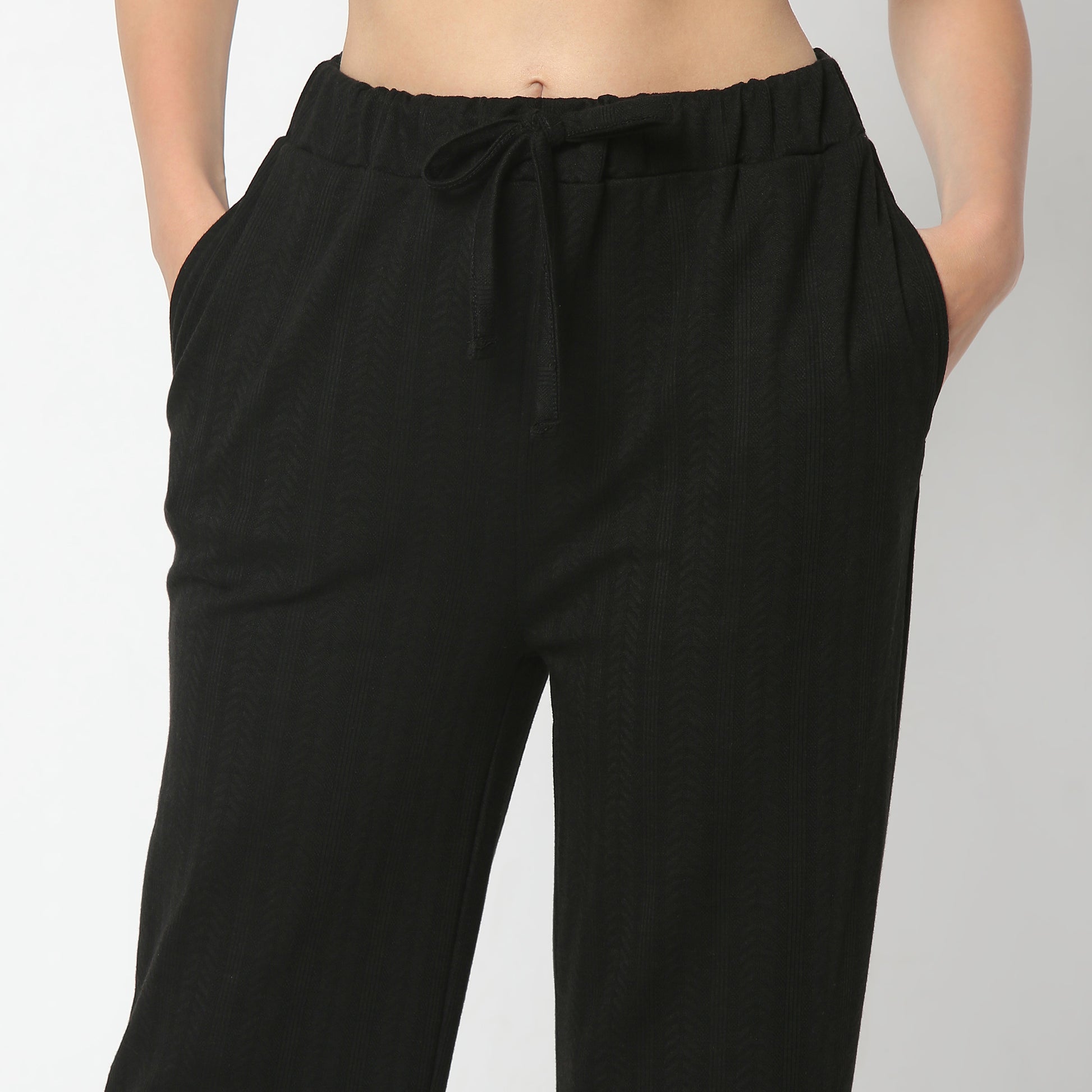 Relaxed Fit Solid Ankle Length High Rise Palazzos