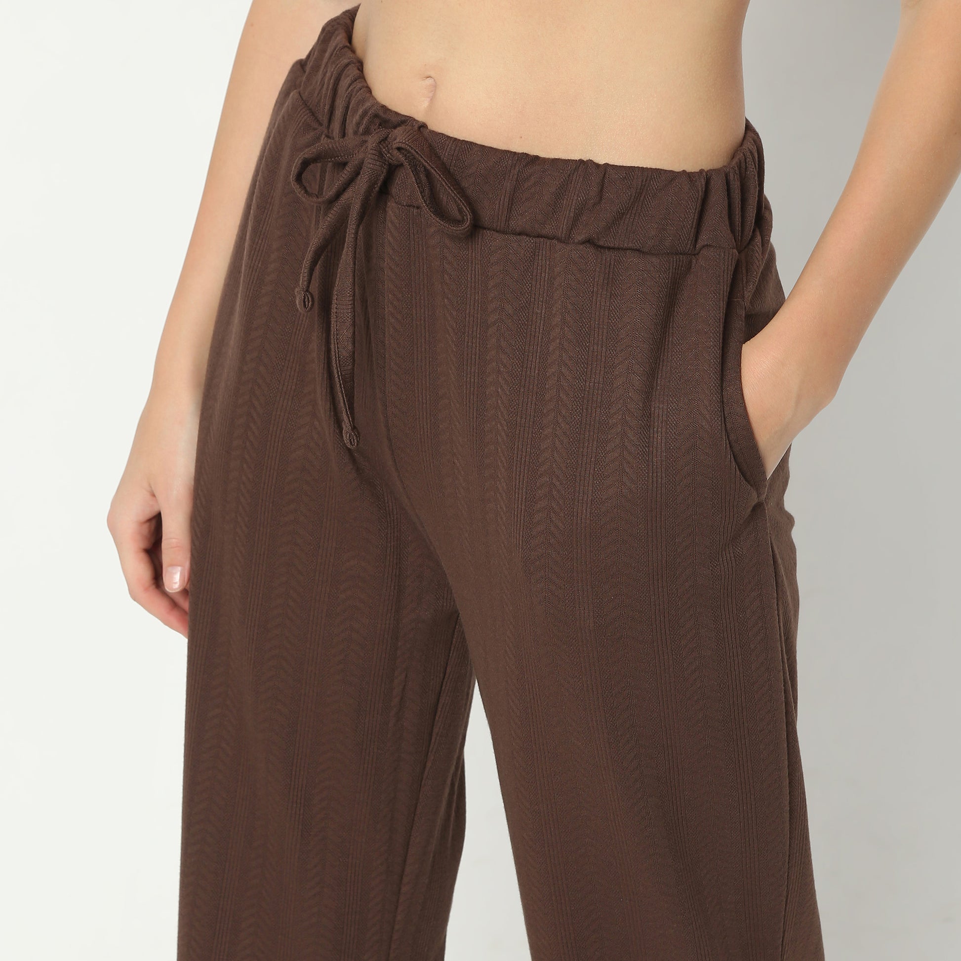 Relaxed Fit Solid Ankle Length High Rise Palazzos