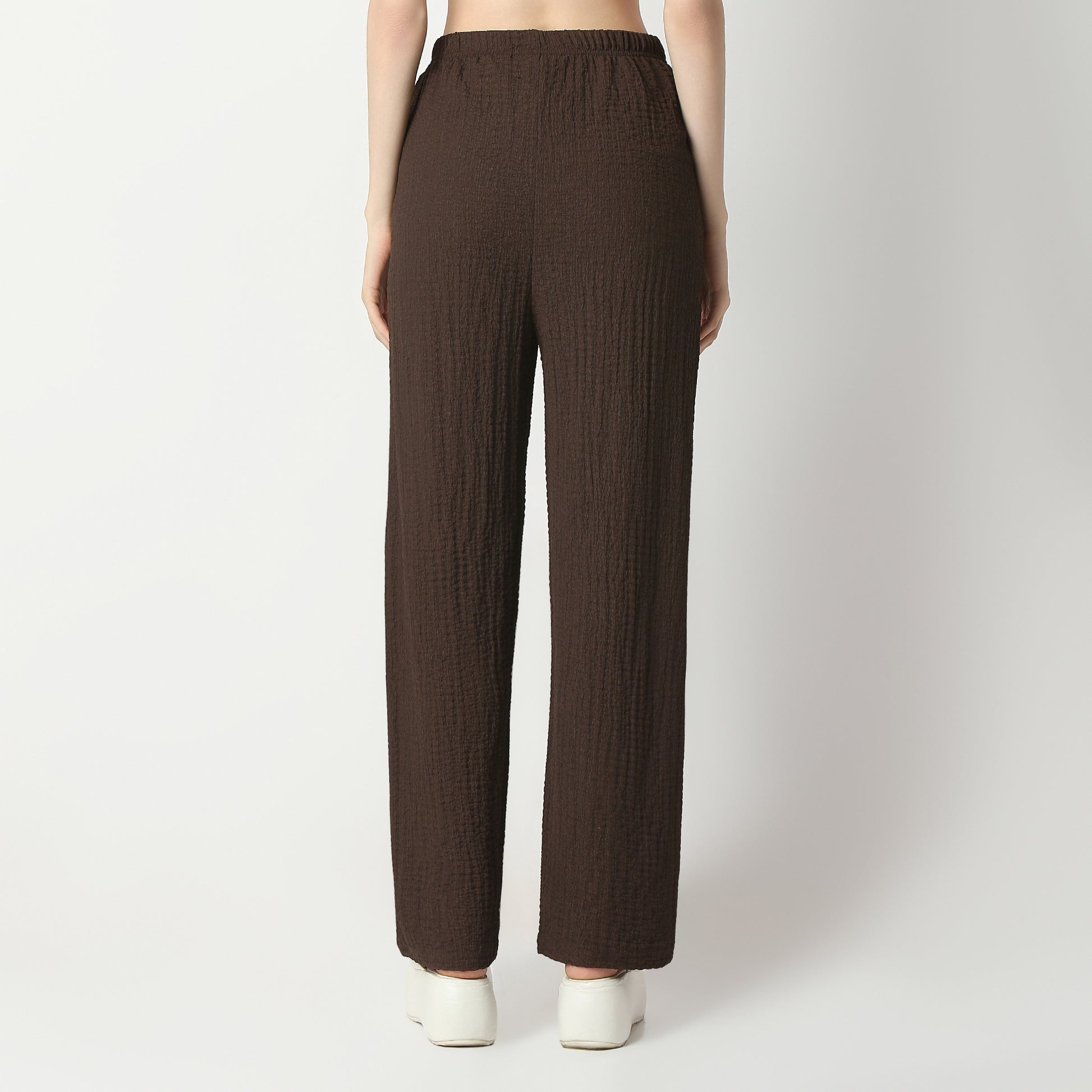 Relaxed Fit Solid High Rise Palazzos