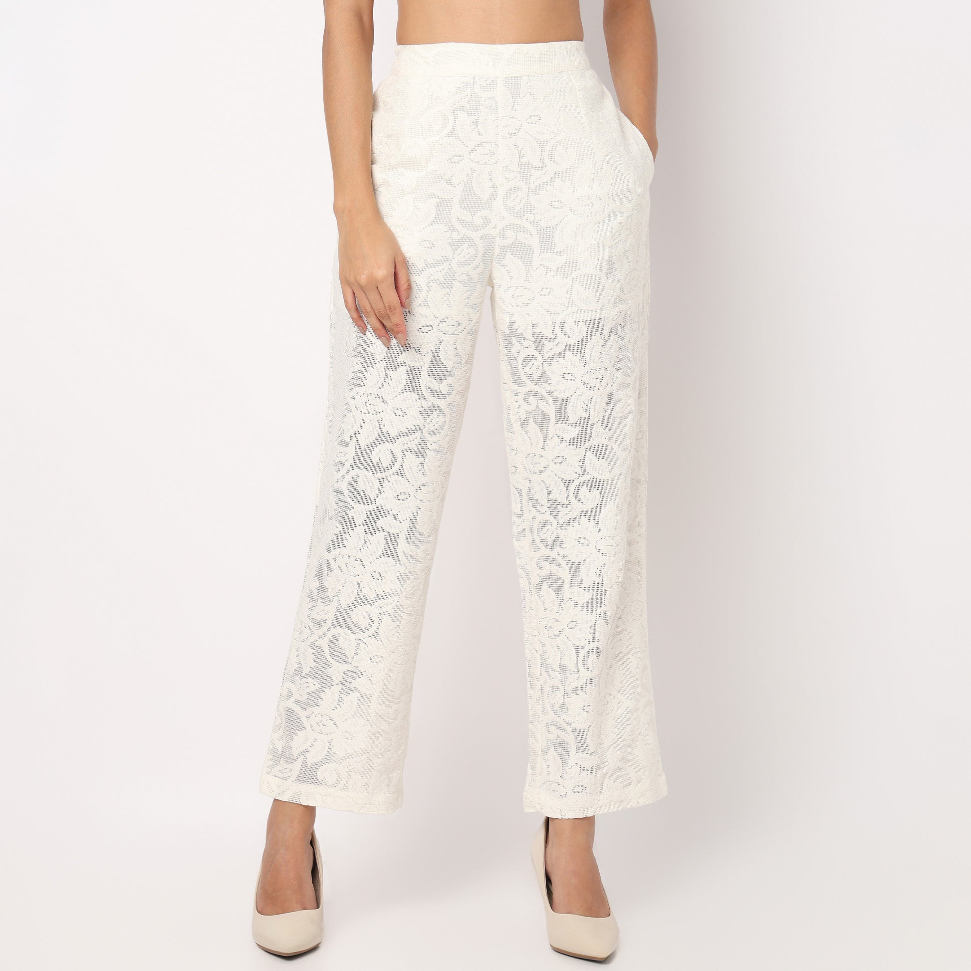 High Rise Half Lined Floral Palazzo